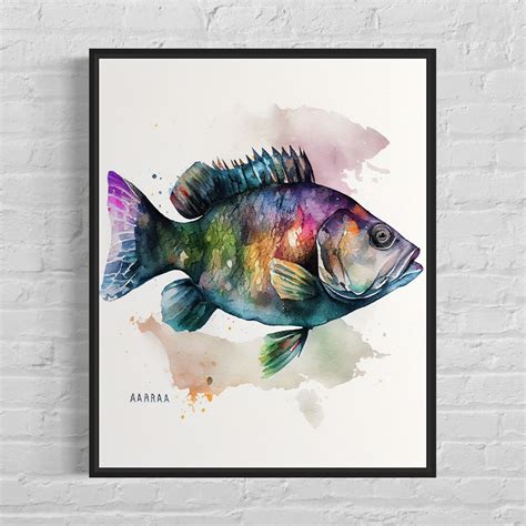 Barramundi Watercolor Art Print, Barramundi Monitor Painting Wall Art Decor, Original Artwork by ...