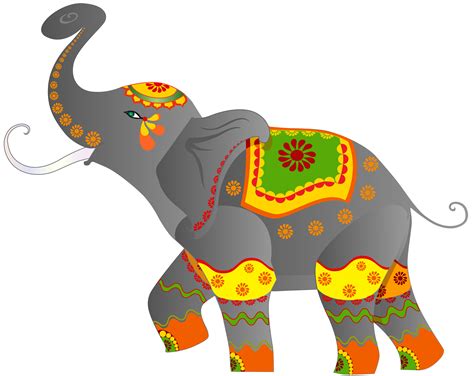 Decorative Indian Elephant PNG Clip Art Image