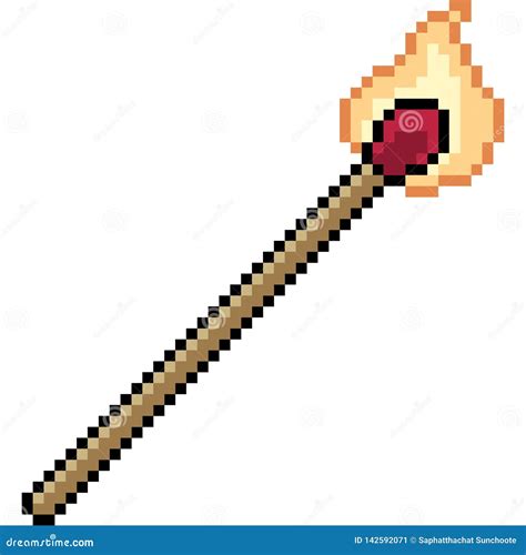 Vector Pixel Art Match Fire Stock Vector - Illustration of stick, pixel ...