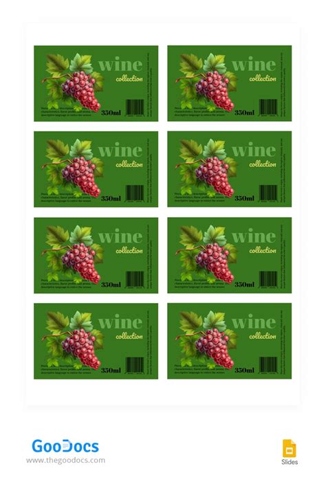 Free Green Wine Labels Template In Google Slides