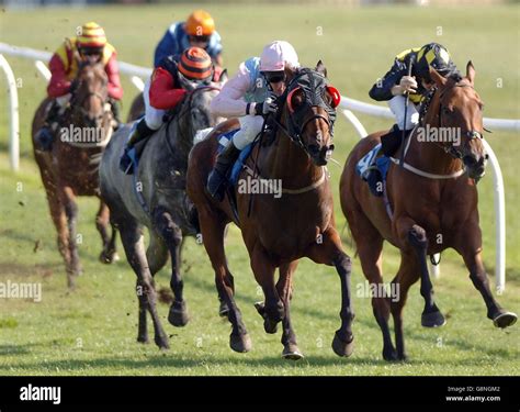 Bailieborough ridden by Danny Tudhope (L) win the Weatherbys Bank Handicap at Catterick ...