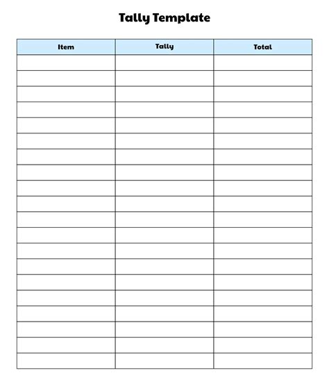 Blank Frequency Chart Template - Printable Online