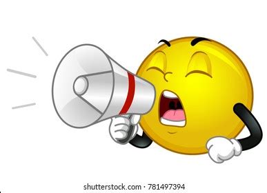 Illustration Smiley Mascot Shouting Holding Megaphone庫存向量圖（免版稅 ...