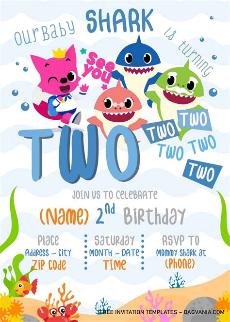 Baby Shark Birthday Invitation Templates Editable With Ms Word | Hot Sex Picture