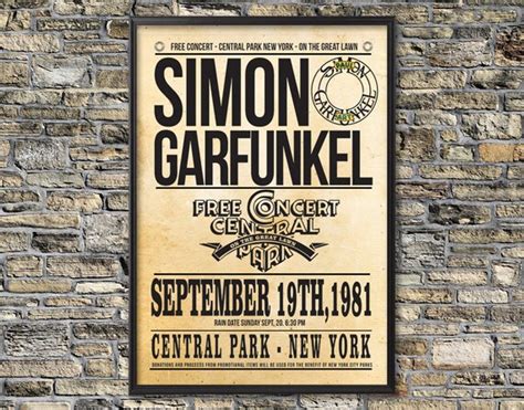 Simon Garfunkel Central Park Concert Poster 1981 Vintage