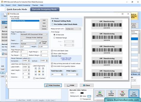 Manufacturing Industry Barcode Label Maker software - BusinessBarcode