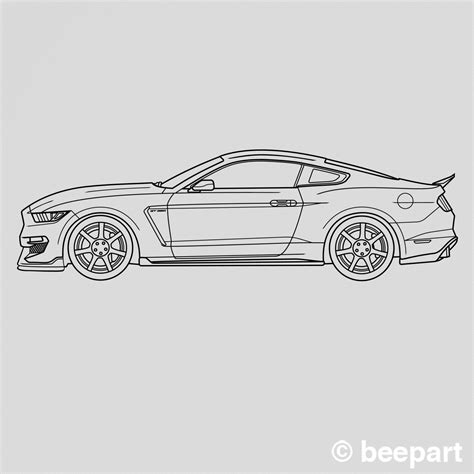 Ford Shelby Mustang wall decal, 2019 GT 350, pony car, auto blueprint ...