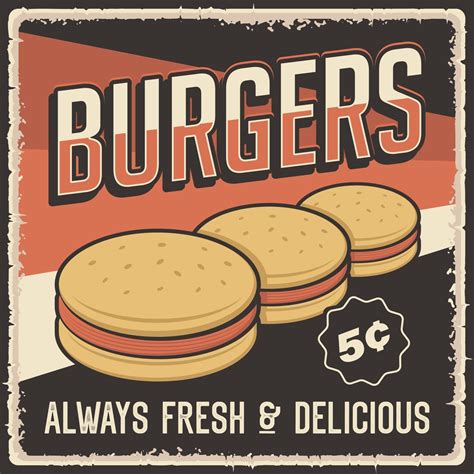 Retro Vintage Burger Poster 2144735 Vector Art at Vecteezy