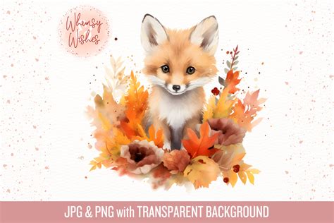 Fall Fox Watercolor Woodland Clip Art Graphic by whimsyandwishes · Creative Fabrica