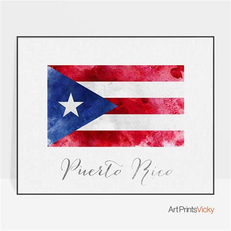 Puerto Rico flag art print Puerto Rico wall art | Etsy