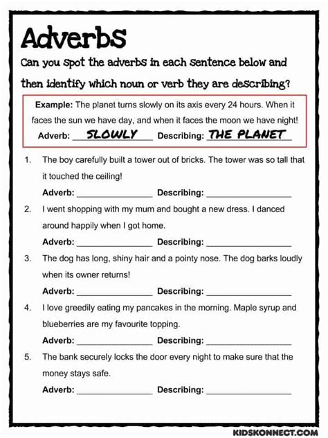 Identifying Adverbs Worksheet 2nd Grade