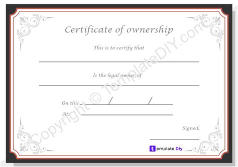 Certificate of Ownership Template Printable in PDF, Word