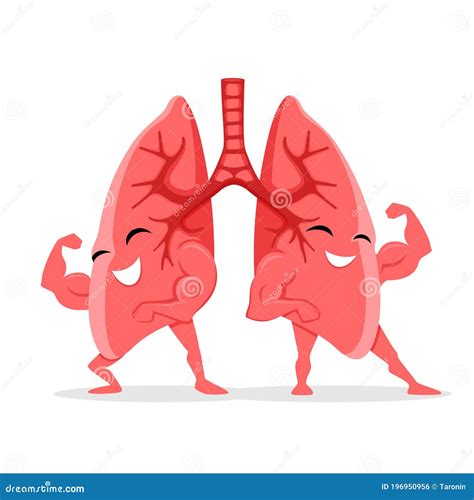 Lungs Be Strong For Healthy, Cartoon Vector Illustration ...