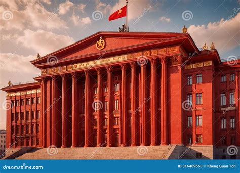 Soviet Style Authoritarian Totalitarian Building, with Communist Symbols Stock Illustration ...