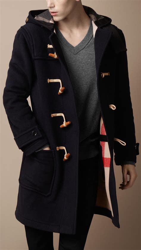 Burberry Brit Hooded Wool Duffle Coat in Blue for Men (navy) | Lyst