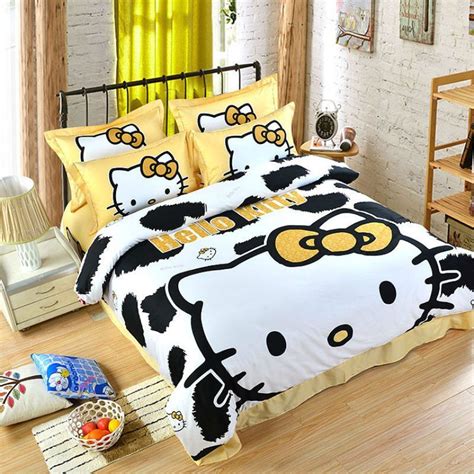 Hello Kitty Leopard Pattern QUEEN SIZE DOUBLE BED SHEET 4PC Cotton Bedding SET #Bedding (With ...