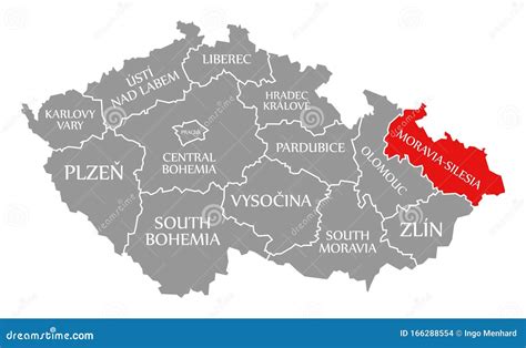 Moravia Silesia Red Highlighted in Map of Czech Republic Stock Illustration - Illustration of ...