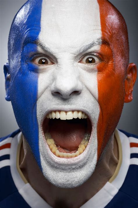 French Football soccer face paint fan photo by Monte Isom