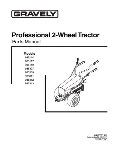 Professional 2-Wheel Tractor Illustrated Parts List - Gravely Tractor ...