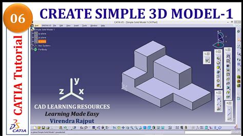 CATIA Tutorial 6: Create Simple 3D Model 1 - YouTube