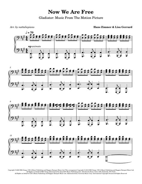 Now We Are Free (arr. nattaliepiano) by Hans Zimmer Sheet Music for ...