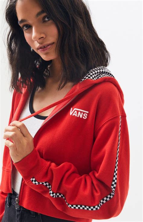 Vans Womens Checkered Tape Zip Hoodie | Vans checkered, Checkered vans outfit, Vans sweatshirt