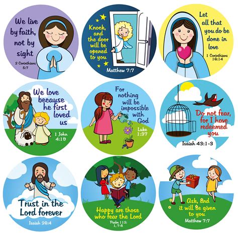 Buy Christmas Religious Stickers for Kids Sunday School 200 Christian Stickers in Roll (Bulk ...