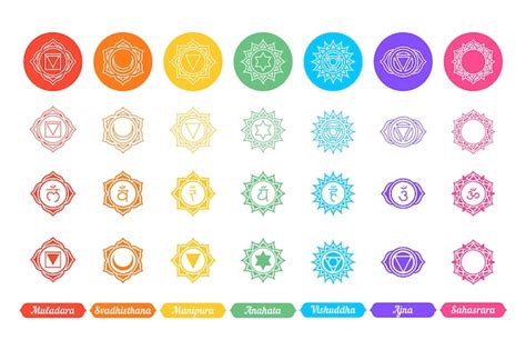 Free Vector | Colorful chakras set concept