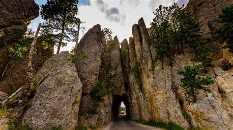 The Needles Eye Tunnel in Black Hills mountains, Highway 87, South ...