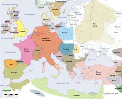 Map of Europe in year 1000, during the reign of emperor Otto III | Europe map, Map, European history