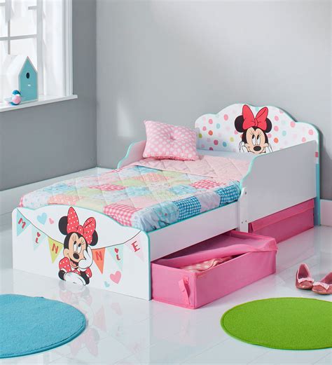 Buy Minnie Mouse Kids Toddler Bed with Drawer Storage by Cot & Candy ...