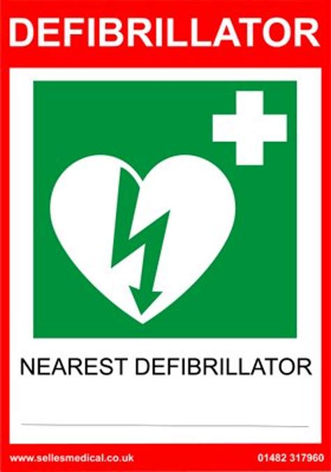 Defibrillator Location Sign Self Adhesive 30x21cm - Selles Medical