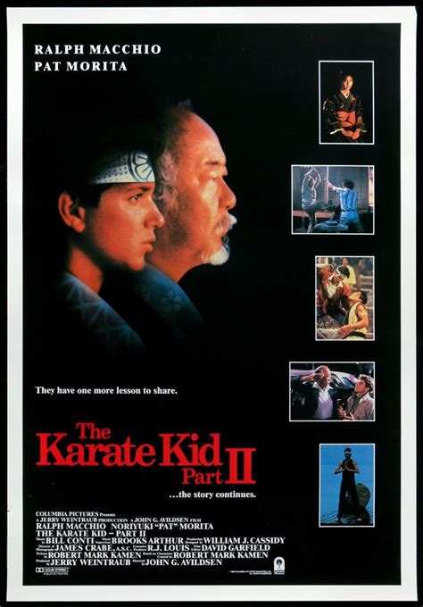 the karate kid part ii movie poster with two men facing each other in different directions