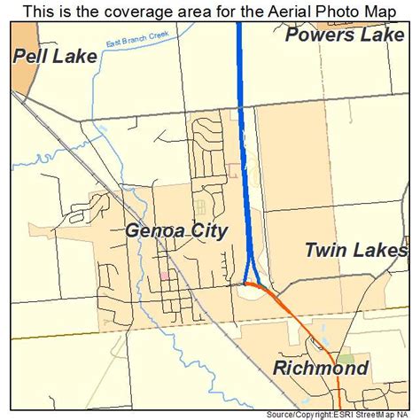 Aerial Photography Map of Genoa City, WI Wisconsin