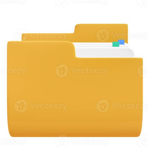 Yellow Folder Icon, 3d rendering 32849624 PNG