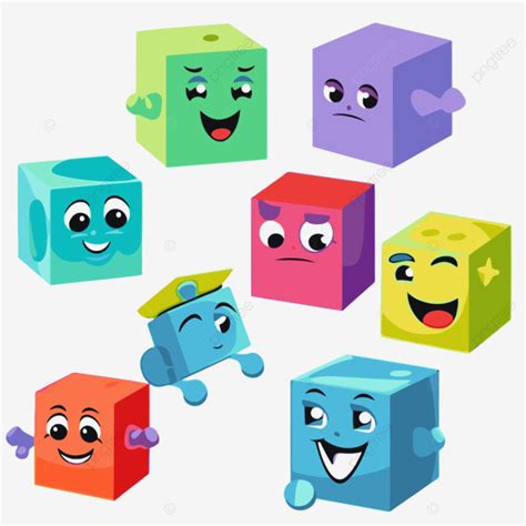 Unifix Cubes Vector, Sticker Clipart Character Set Of Happy Colorful ...