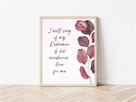 Buy I Will Sing of My Redeemer of His Wonderous Love to Me, Hymn, Printable Wall Art, Spiritual ...