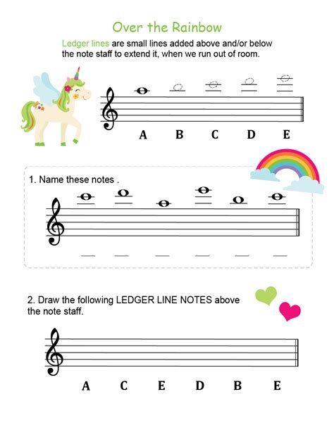 Ledger Lines Worksheets