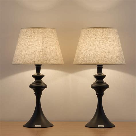 Traditional Modern Bedside Table Reading Lamp, Set of 2 - Black ...