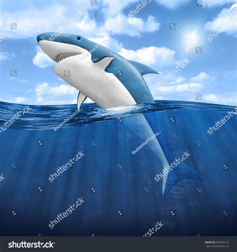 3d Shark Jumping Out Of Water Stock Photo 100529116 : Shutterstock