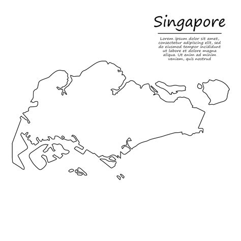 Simple outline map of Singapore, in sketch line style 21852290 Vector Art at Vecteezy