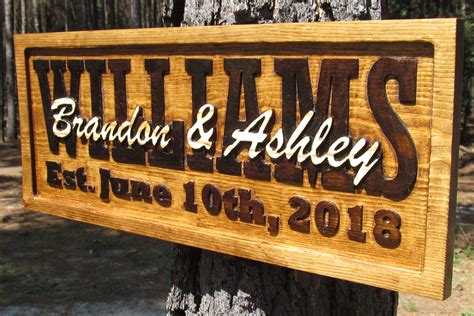 3- D Personalized Carved Wood Sign for Couples - Custom Signs