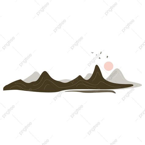 Sunset Landscape Mountain Vector Hd Images, Original Mountain Vector Illustration Evening Sunset ...