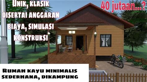 Desain rumah kayu minimalis di kampung, rumah sederhana 6x8 meter - YouTube