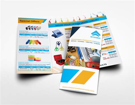 Stationery Products Catalog Tri- Fold Brochure Template :: Behance