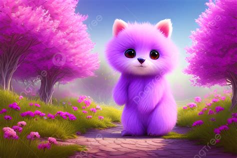 Cute Animal Creature With Adorable Face In Full Body Light Purple Background, Cute Animal ...