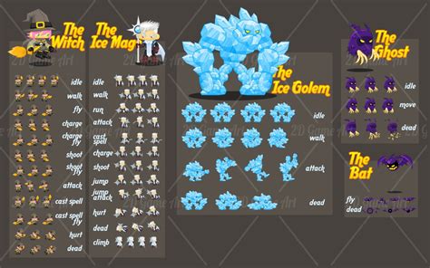 Witch and Ice Mage - Fantasy Character Sprites - Game Art 2D