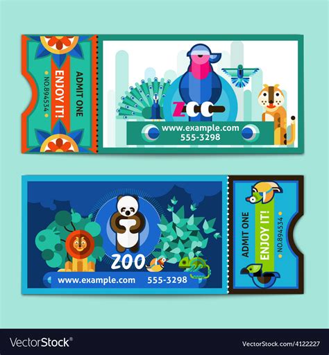 Zoo tickets set Royalty Free Vector Image - VectorStock