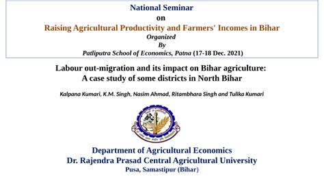 (PDF) Labour out-migration and its impact on Bihar agriculture: A case ...