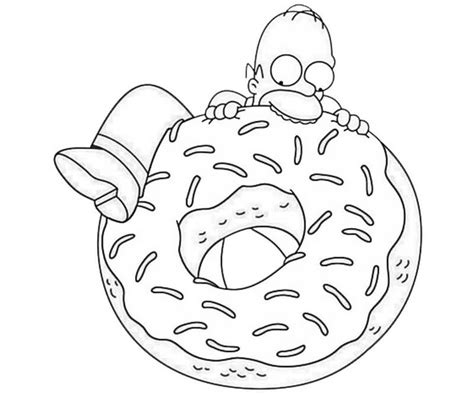 Homer Simpson with Donut Coloring Page - Free Printable Coloring Pages for Kids